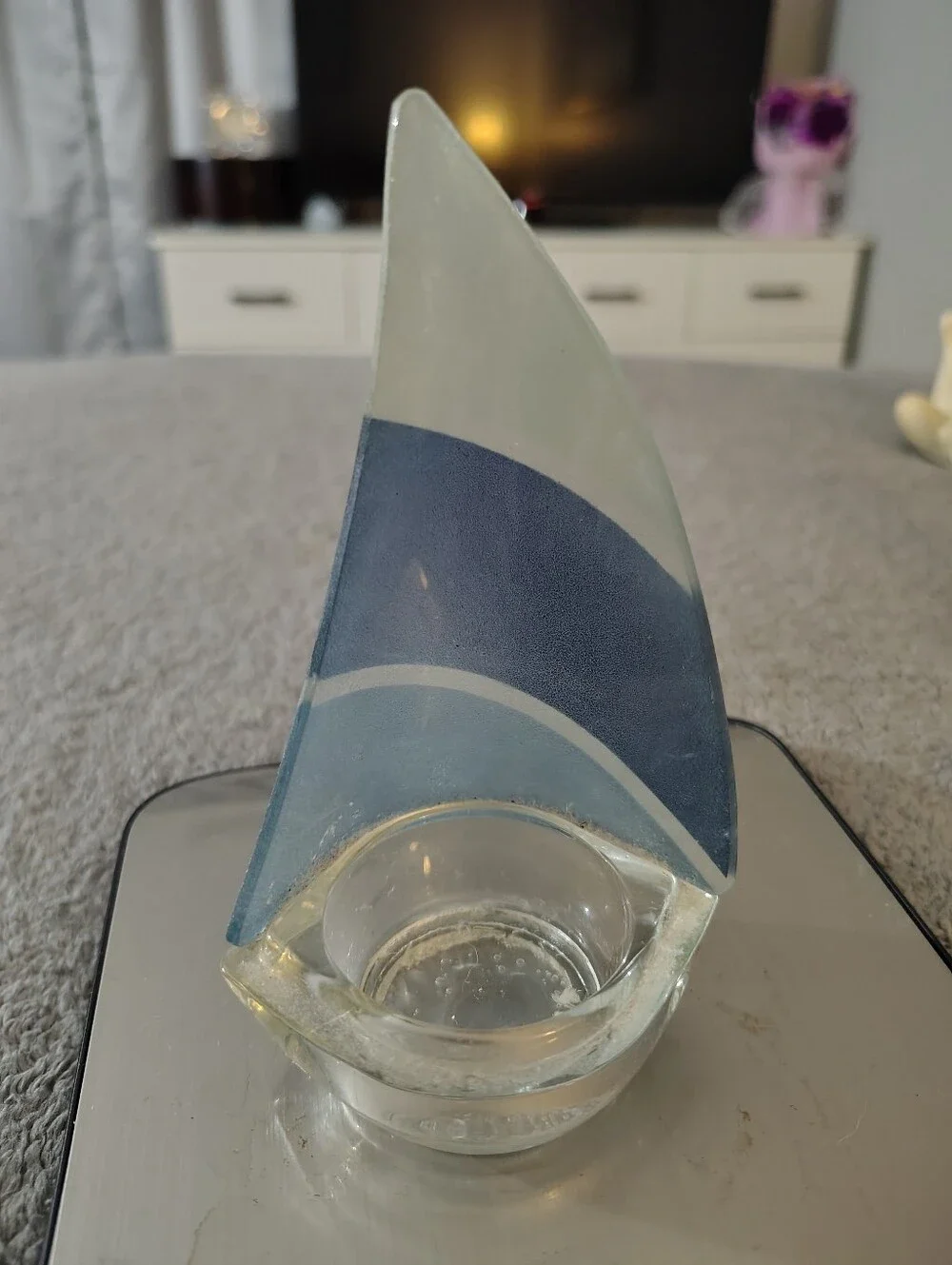 This Is A Tea Light Sailboat In Pretty Frosted Colors